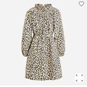 NWOT - J. Crew Tall ruffleneck puff-sleeve dress in leopard print